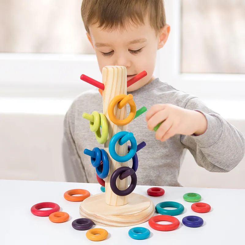 Wooden Ring Stacking Educational Toy Kids Play