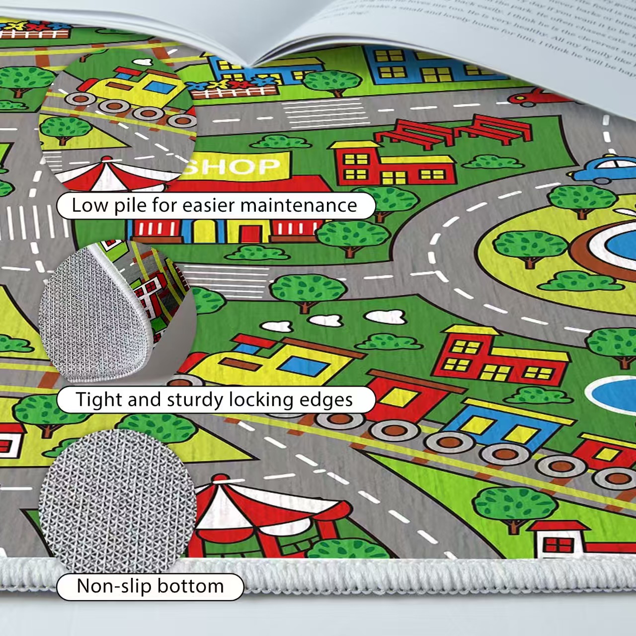 Custom Printed Toddler Urban Play Mat Traffic Design Playroom Floor Rug Carpet Children Educational Game Tatami Rug