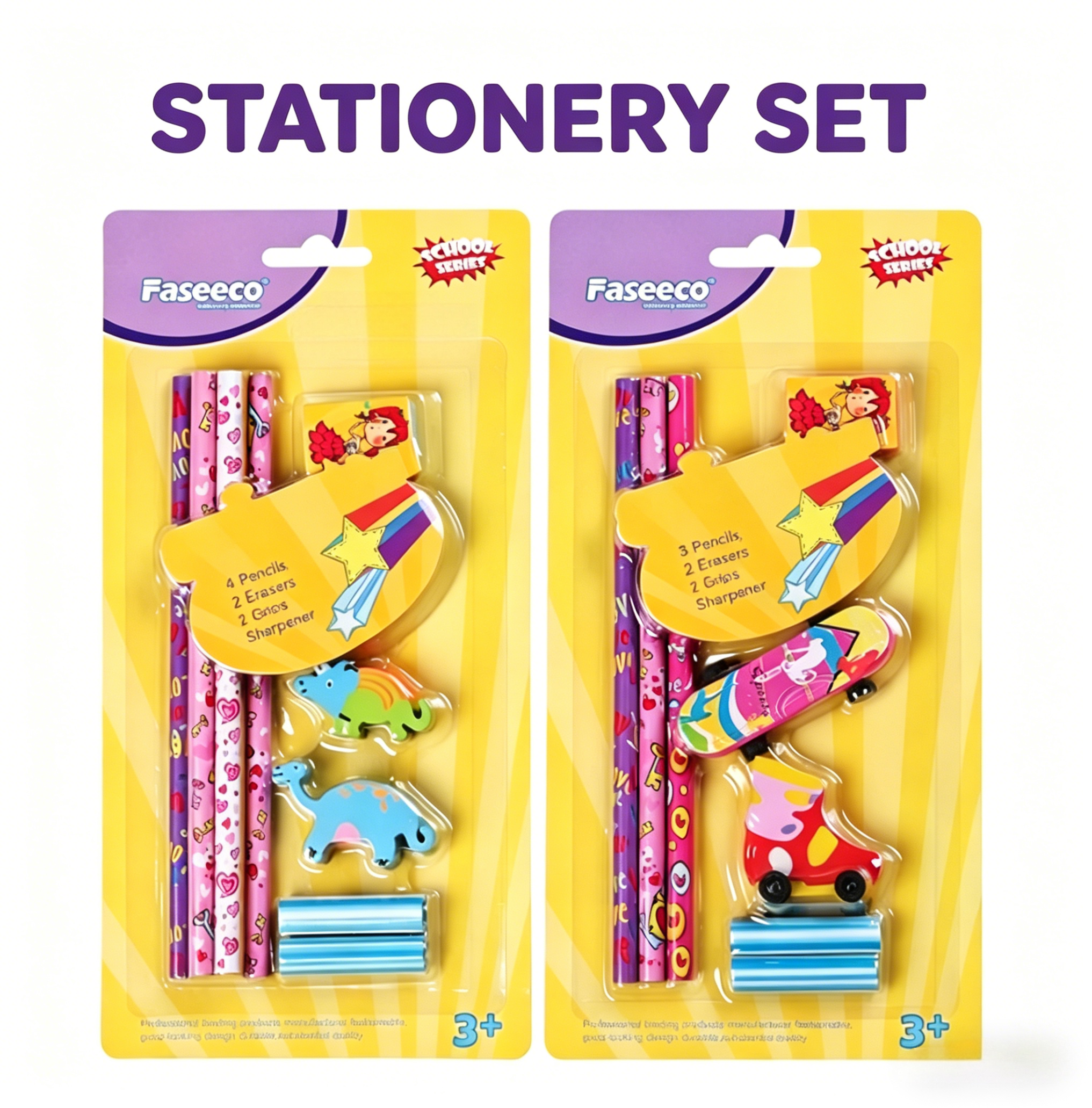 Students Stationery Set Custom School Supply Pencil Case Set Pencil Eraser Topper Sharpener Ruler Children Creative Set