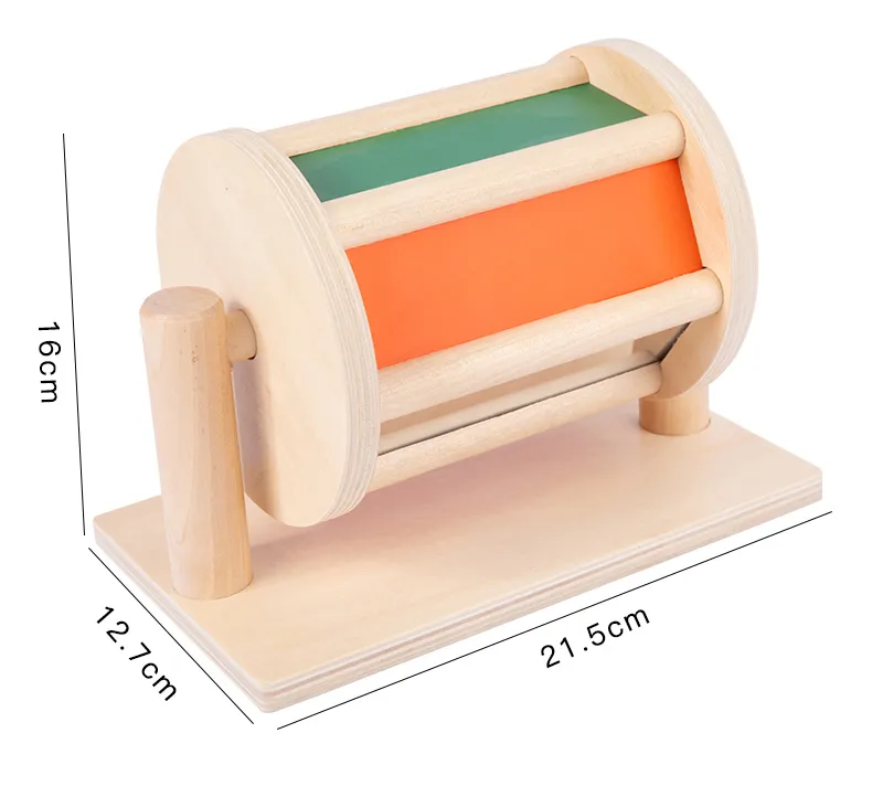 Infant Wooden Multi-Sensory Spinning Drum Montessori Educational Toy