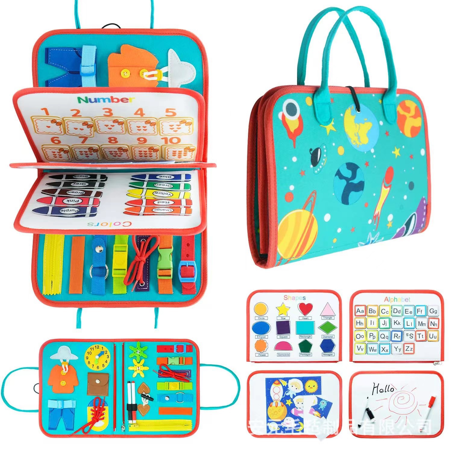 Portable Felt Montessori Toys for Toddlers Sensory Toys Preschool Toddler Educational Travel Toy Busy Board With Patterns