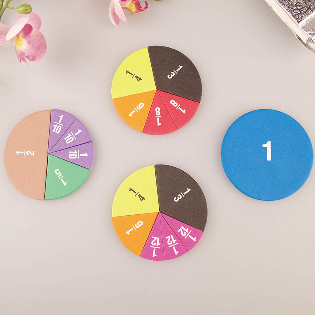 Kids Early Math Toy Educational Learning Tool Kit 51 Piece Rainbow Magnetic Washable Durable Foam Circular Fractions Bar Set 3