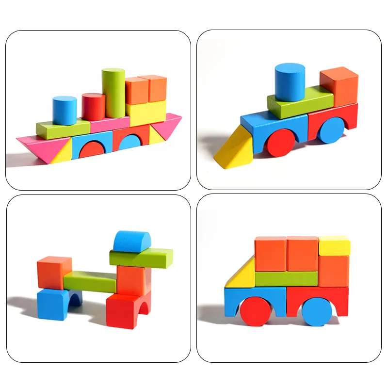 Montessori 82PCS Wooden Building Blocks Early Learning Educational Toy