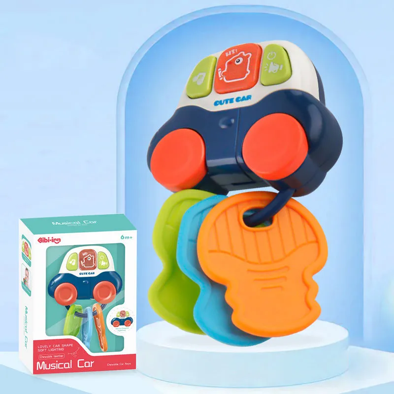 Early Educational Baby Teether Rattle Toy Musical and Light Car Toy Sensory Learning Baby Rattle Teether Toy