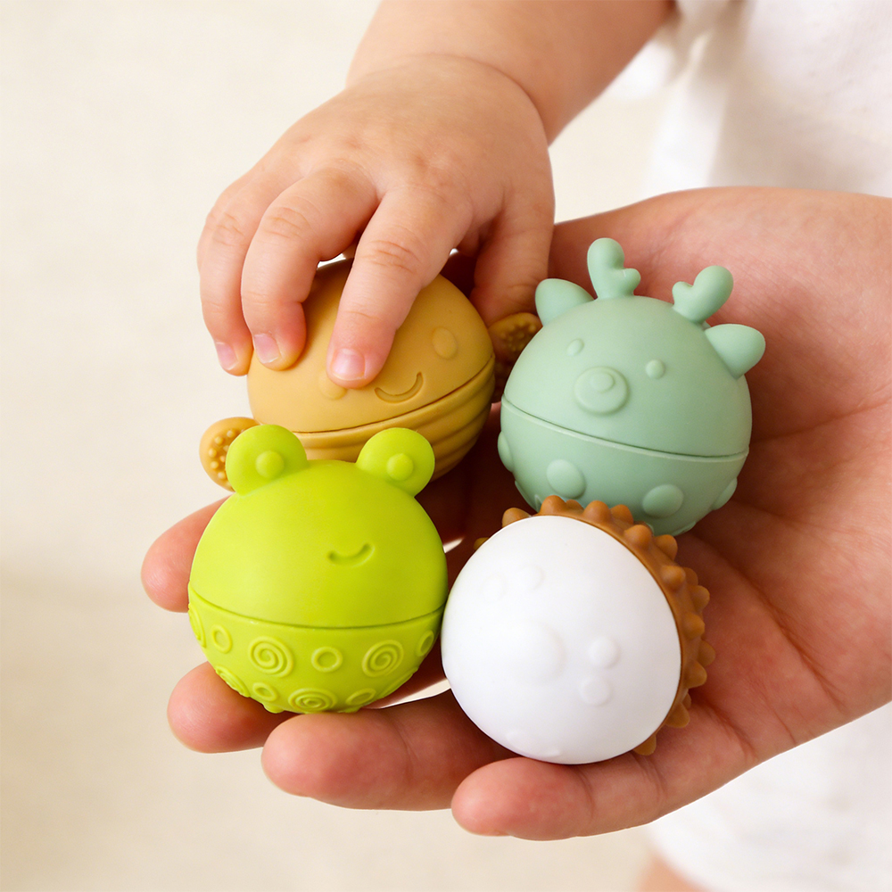 Custom Montessori Baby Sensory Balls 0-12 Months Textured Silicone Teething Toy Set For Fine Motor Skills Development