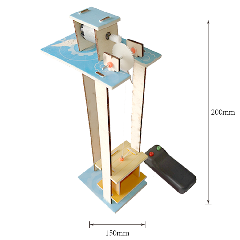 School Experiment Tool Puzzles Kits Innovation Education DIY STEM Wood Assemble Elevator Lift Science Model Kids Sets No Battery
