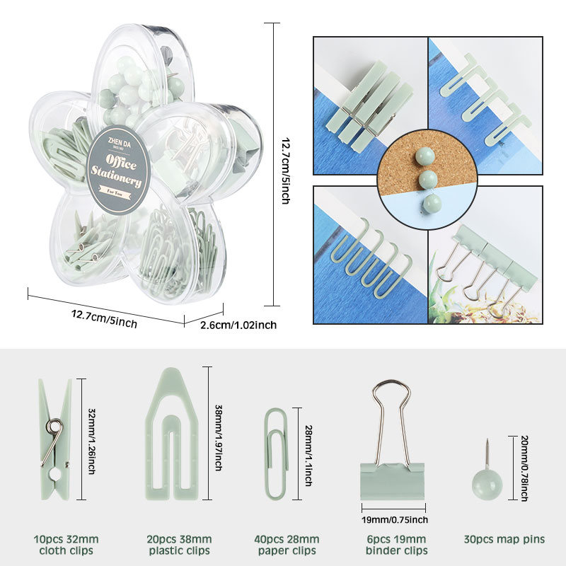 Manufacturer Direct Sales Stationery Set for Children School Supplies with Long Tail Clip Paper Clips Plastic Clips