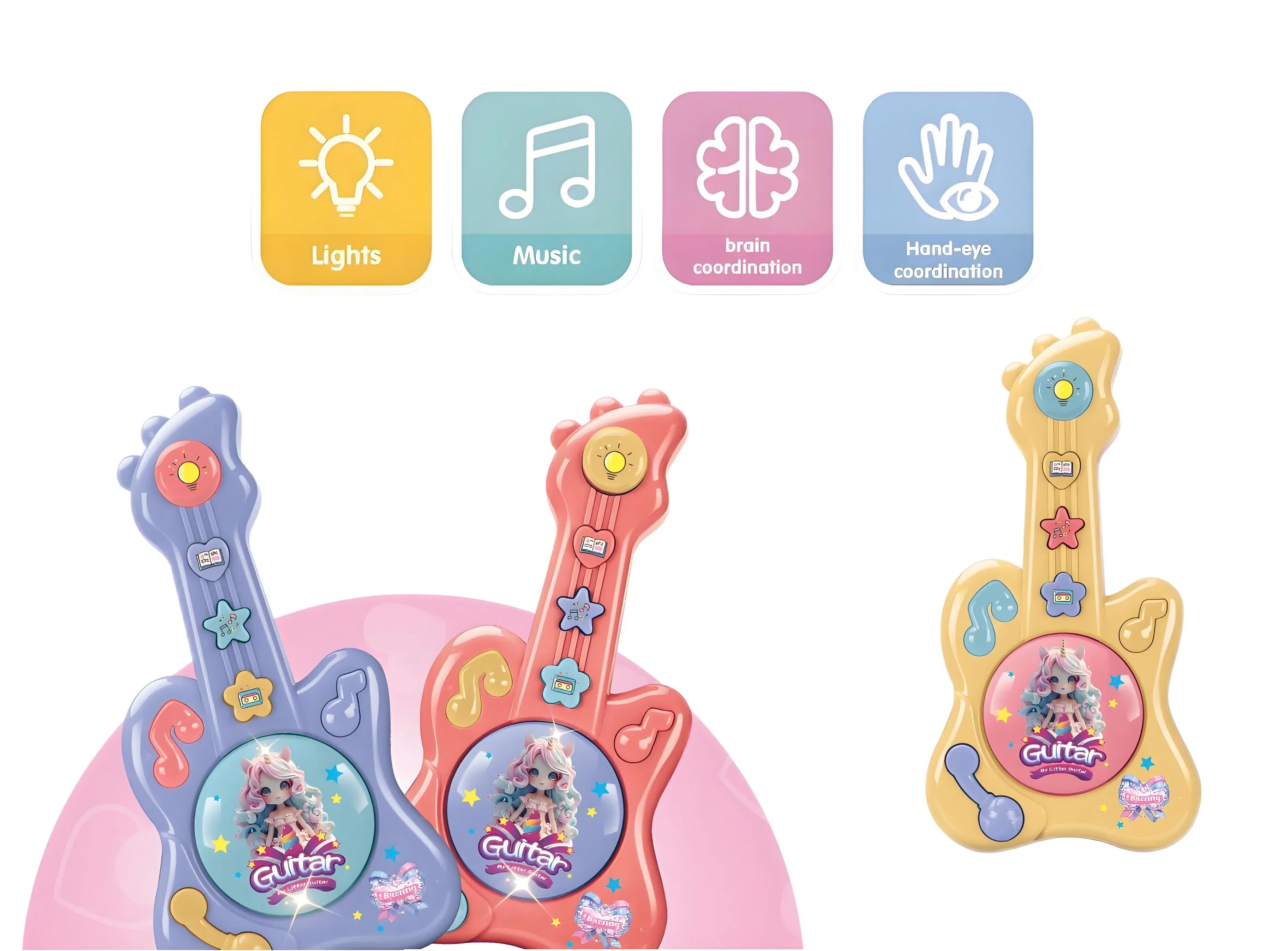 Xinbo Children Electric Musical Instruments Mini Cartoon Guitar for Kids Developmental Intelligence Toy