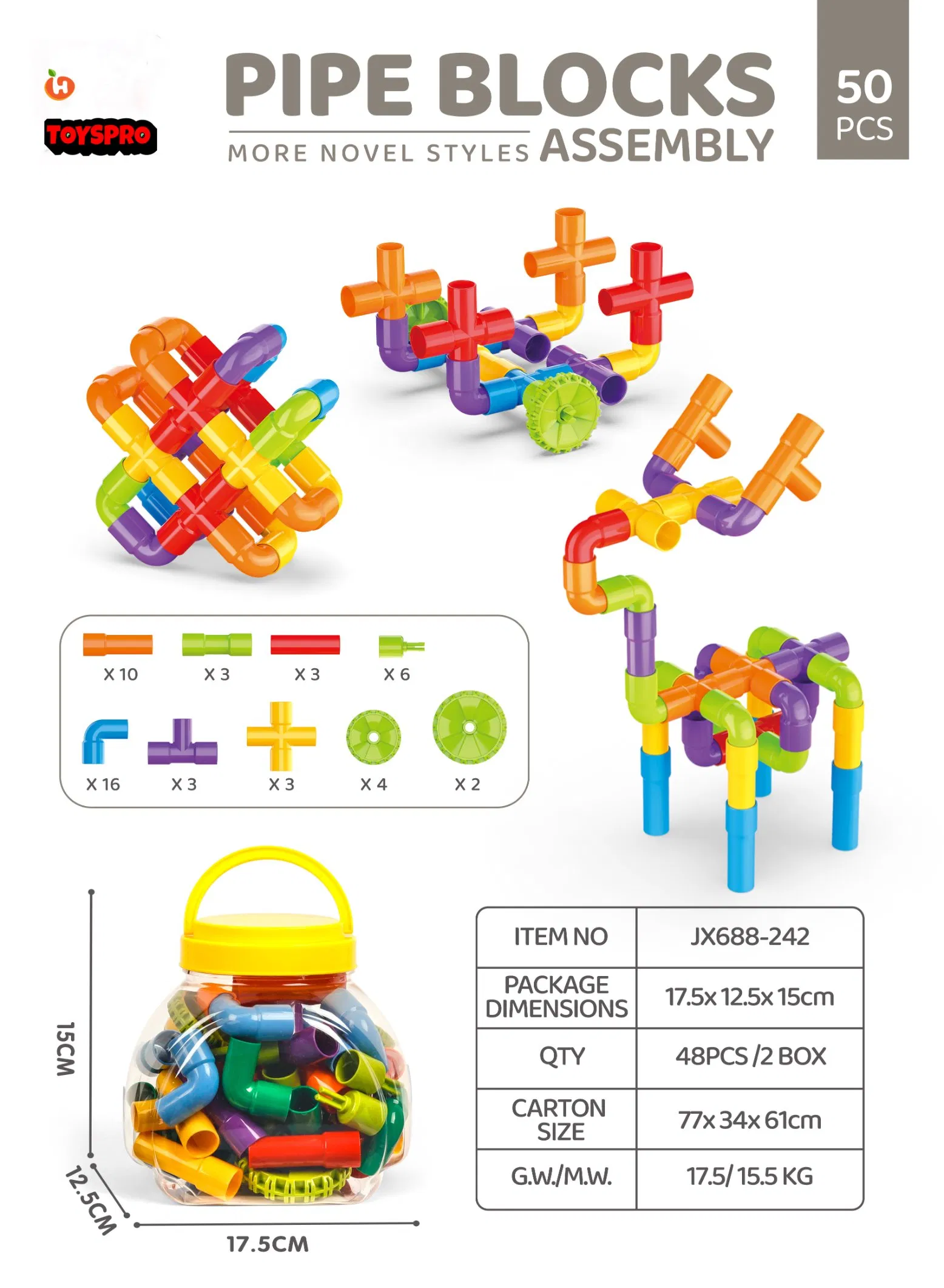 Magnetic Tiles Learning Pipe Tube Toy, Sensory Toys, Tube Locks Construction Building Blocks