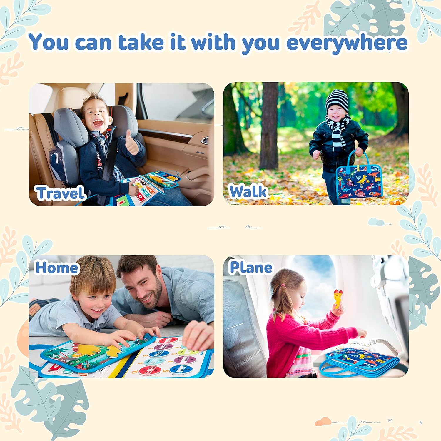 2025 New Busy Board Sensory Toys for Kids 1 2 3 4 Toddler Travel Felt Busy Board Activities Educational Toys Felt Busy Board