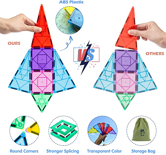 QS Educational DIY Puzzle Play Big Set Gift Kids Safety Construction Learning Amazon Hot Sales Stem Magnetic Car Blocks for Boys Girls Toddlers Toys