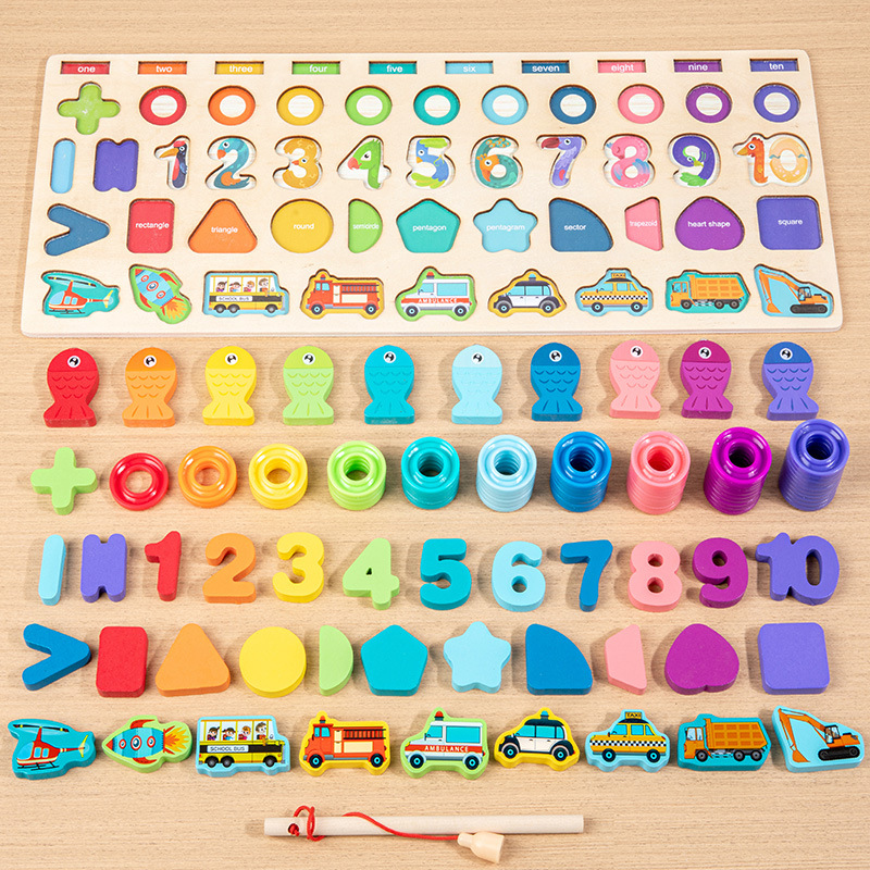 Best Value Children's 5 In1 Logarithmic Board Digital Shape Matching Puzzle Juguetes Early Education Toys For Kids Boys Girls