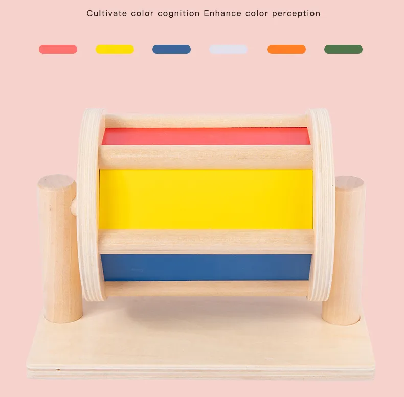 Infant Wooden Multi-Sensory Spinning Drum Montessori Educational Toy
