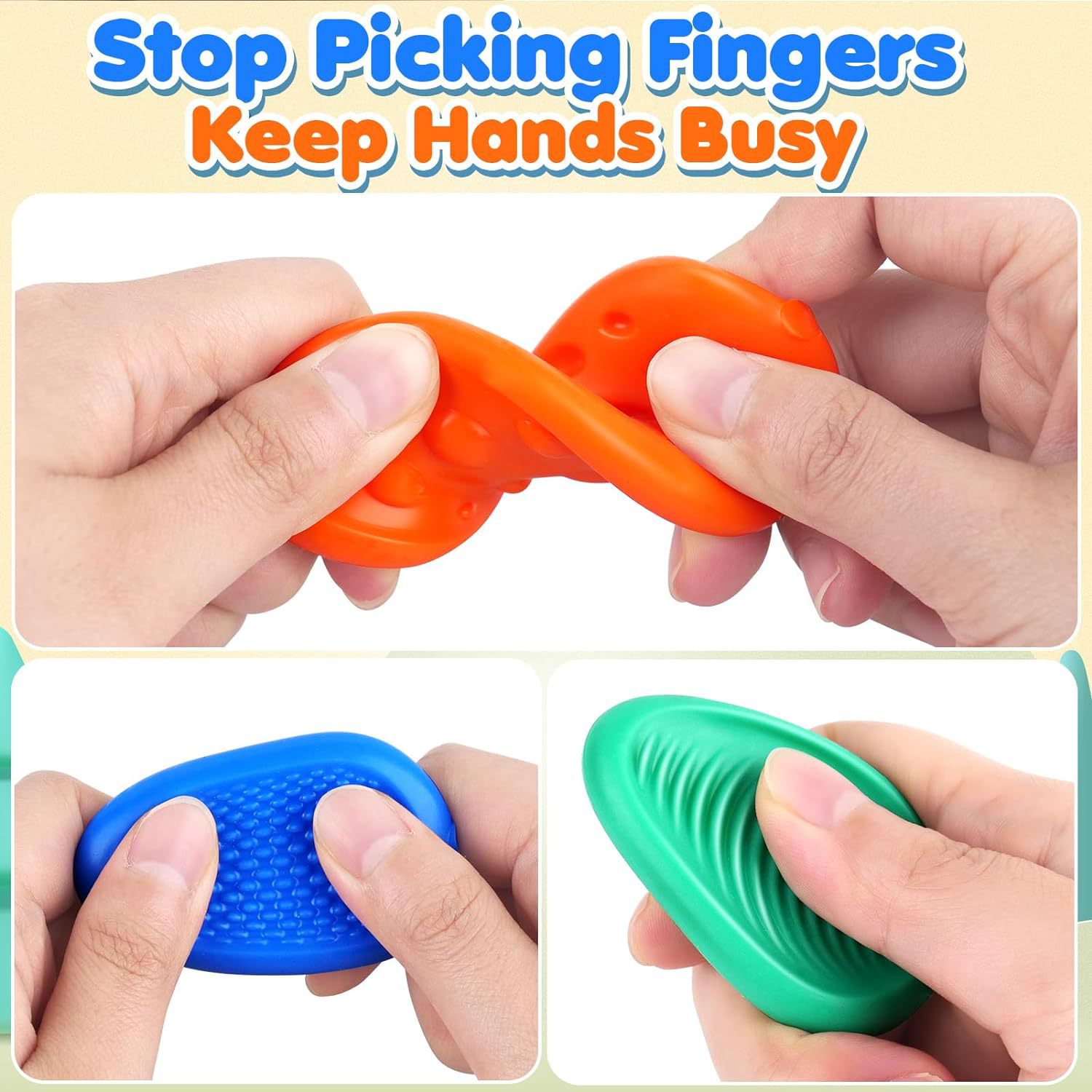 Wholesale 6 Pcs Silicone Sensory Fidget Toys Worry Stones Children's Fidget Toys for Sensory Stone Stress Relief Toy