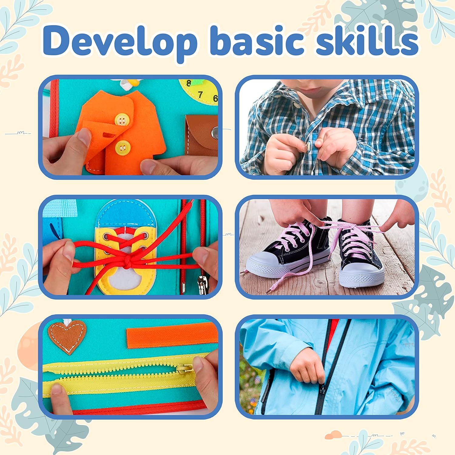 2025 New Busy Board Sensory Toys for Kids 1 2 3 4 Toddler Travel Felt Busy Board Activities Educational Toys Felt Busy Board