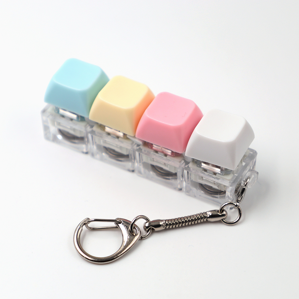 4pcs Mini Keyboard Fidget Toy Keychains Fun Stress Relief Buttons Portable Keyring Toys