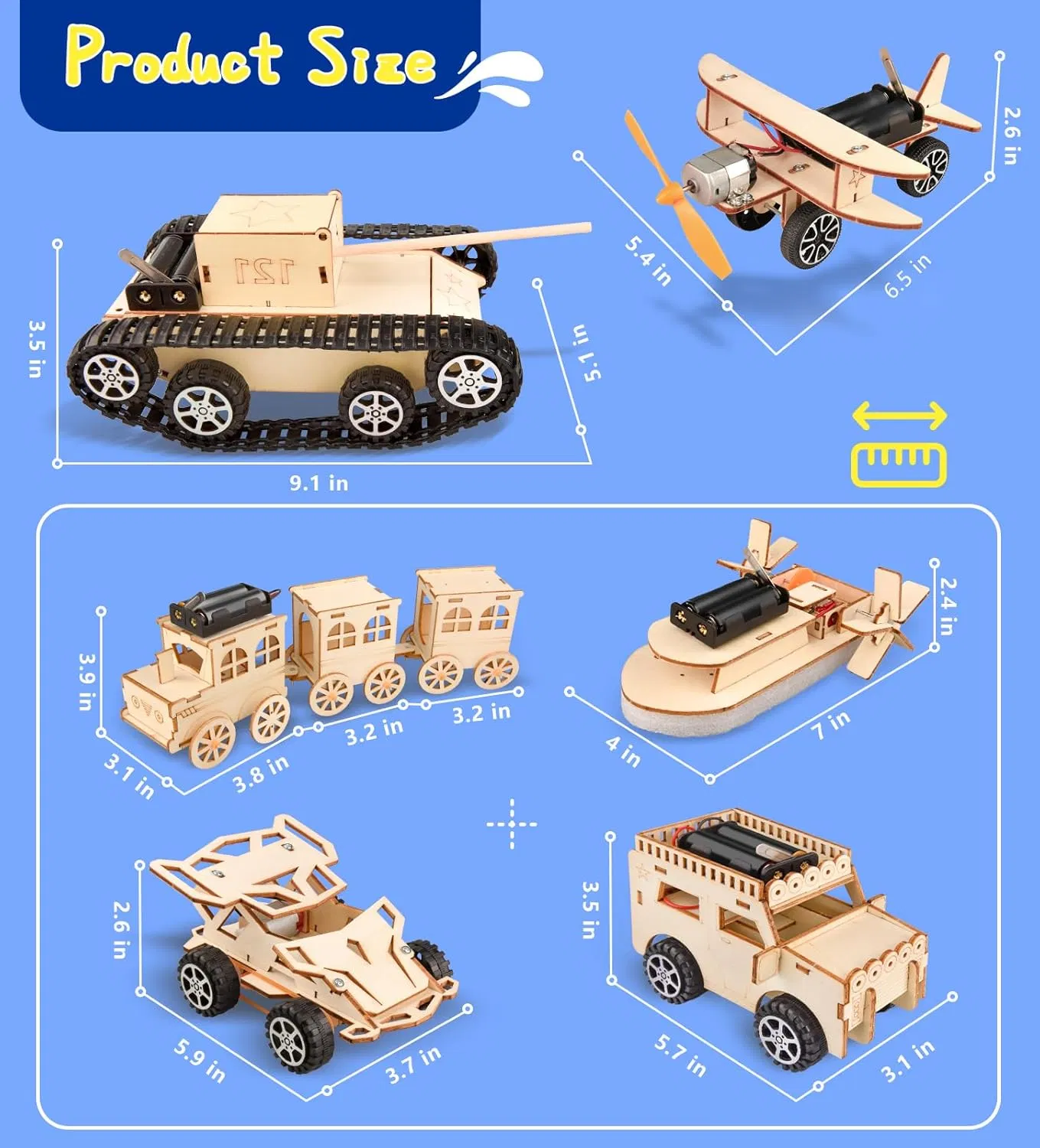 Stem Learning Kit: Wooden Air, Land, and Sea Vehicle Models Stem Kit 3D Construction Stem Creative Science Programming Learning Wooden Educational Toy