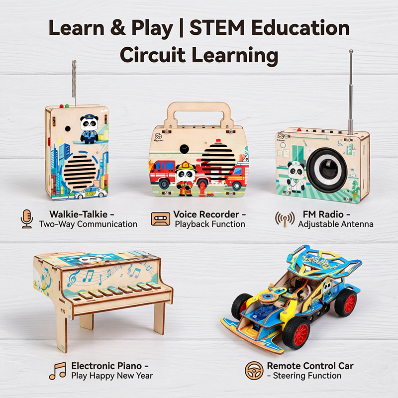 Wholesale 5 In 1 Wooden DIY Electronic Robot Kit Curriculum Educational Supplies For Steam Education