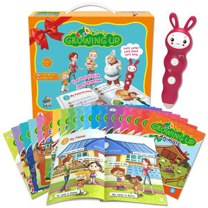 Interactive English Learning Set for 3-8 Kids Educational Toy Reading Pen 20 Audio Books Kit Growing Talking Pen Battery Power