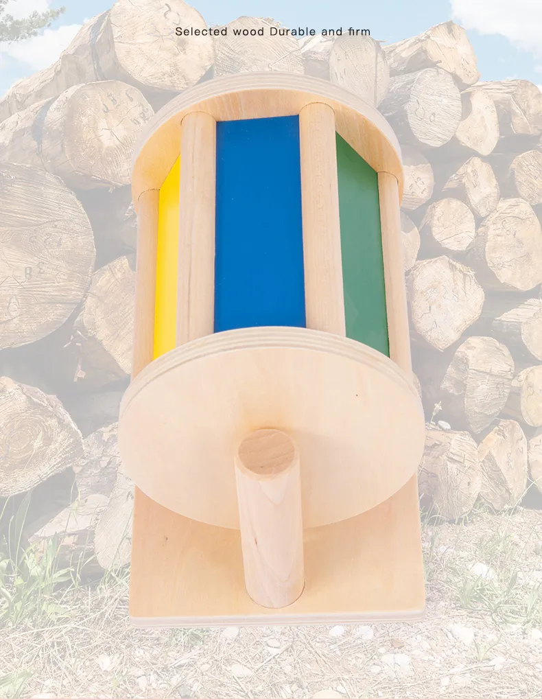 Infant Wooden Multi-Sensory Spinning Drum Montessori Educational Toy