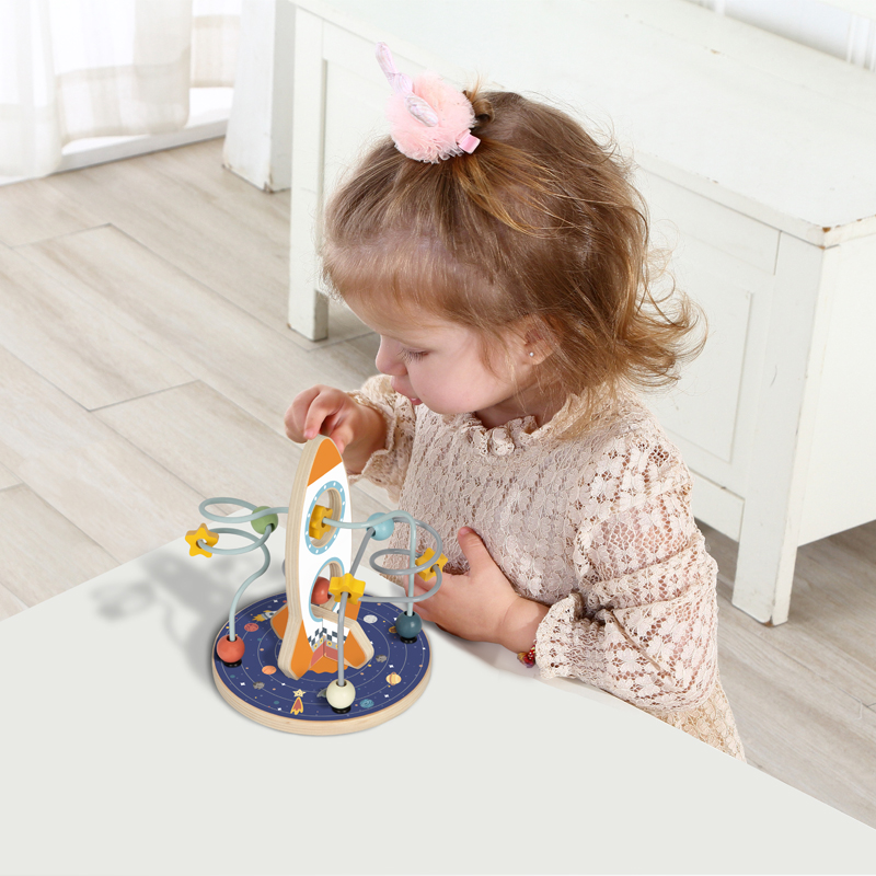 Wooden Montessori Educational Beads Maze Multifunction Rocket Shapes Toys Preschool Learning Educational Toy