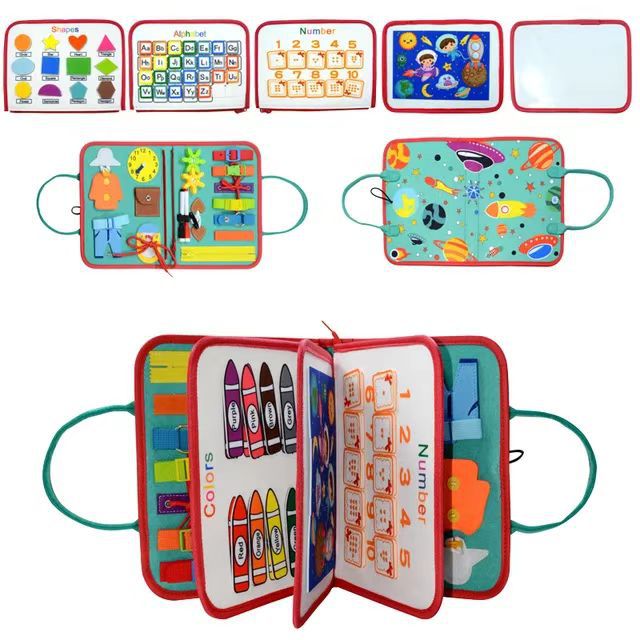 Portable Felt Montessori Toys for Toddlers Sensory Toys Preschool Toddler Educational Travel Toy Busy Board With Patterns