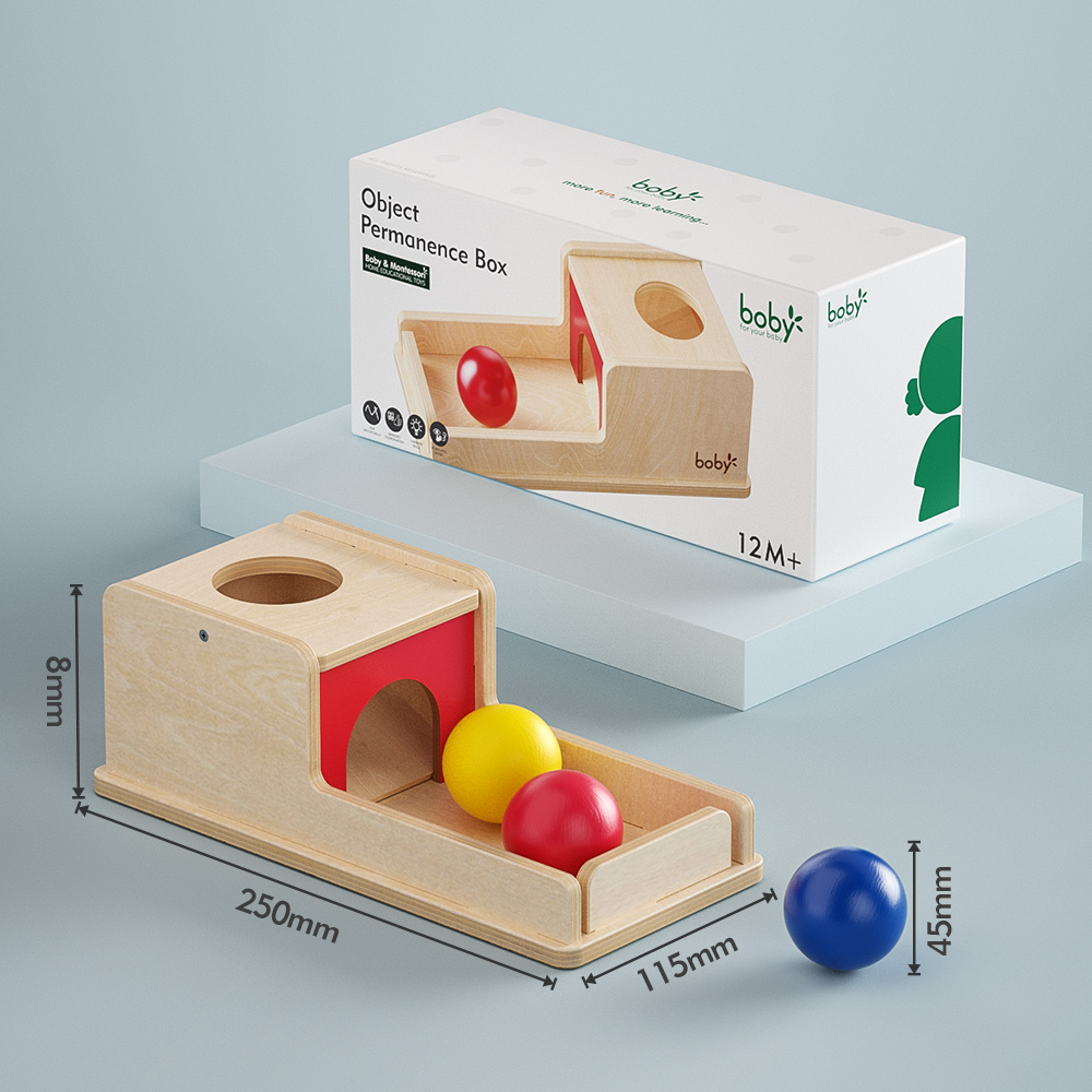 Wooden Montessori Educational Toys for Infants 0-1 Years Object Permanence 3-Ball Drop Box Toy
