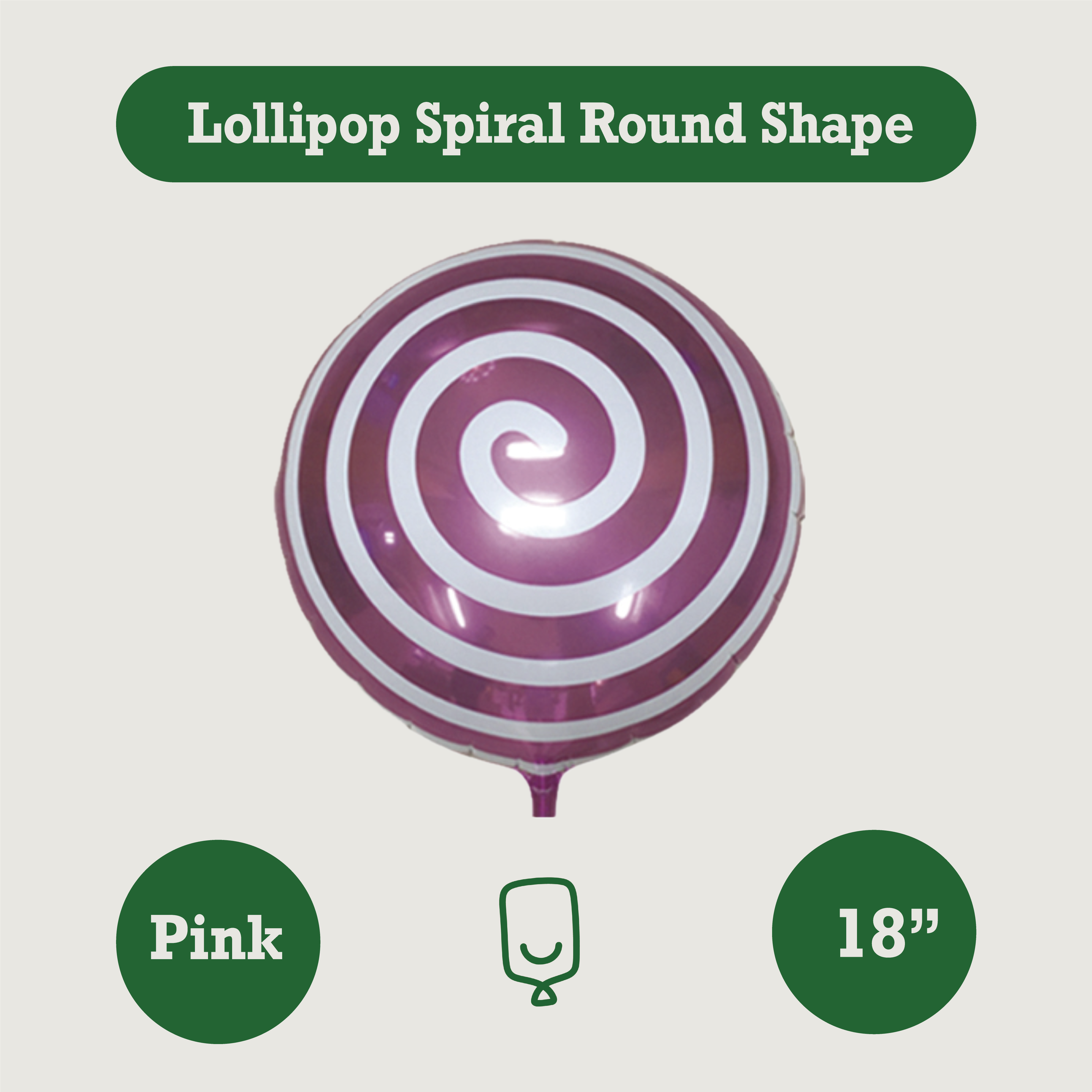 18 Inch Lollipop Spiral Round Shape Foil Balloon Multi Colors Kids Candy Party Custom OEM Mylar FAMA BSCI Sedex Factory