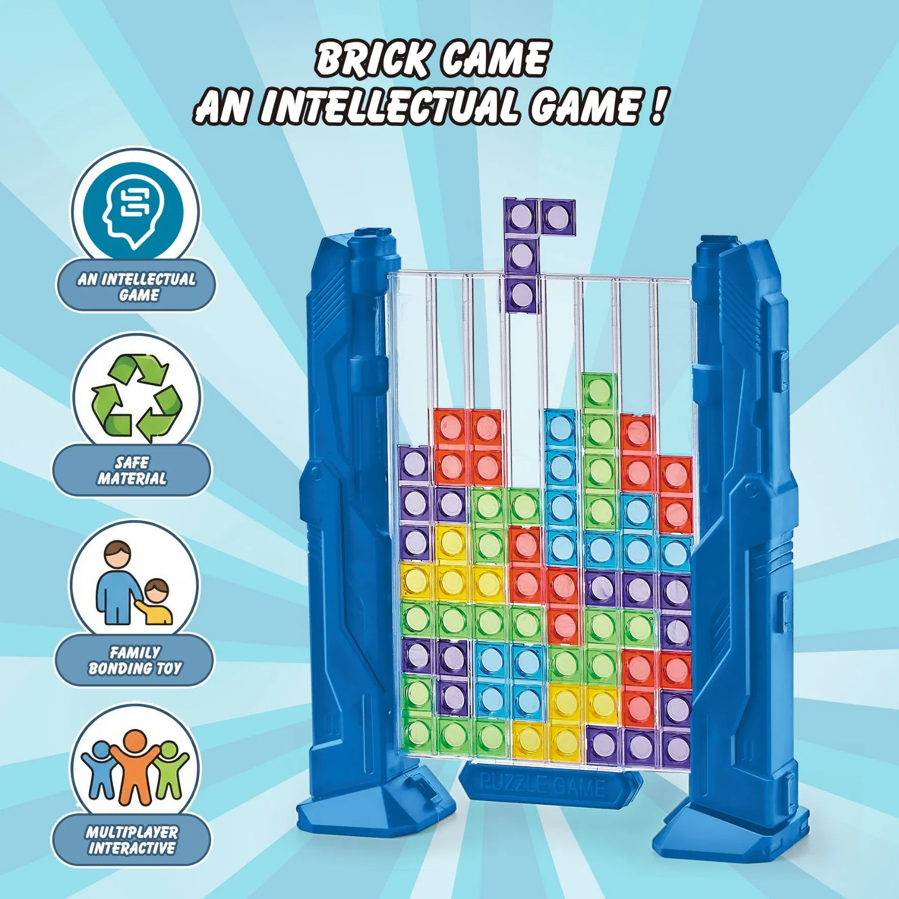 Custom OEM/ODM Tetris Brick Puzzle Game Manufacturer Multiplayer Interactive Educational Kids Toy