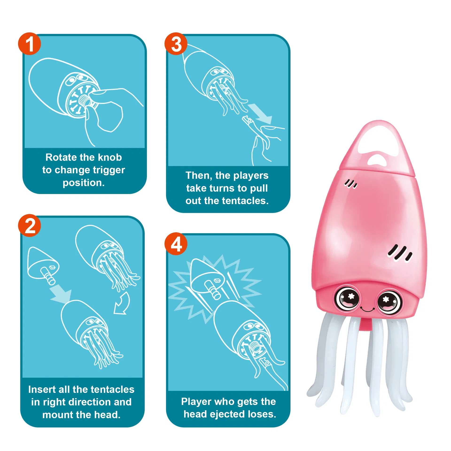 Kids Educational Pop up Octopus Launcher Toy Family Interactive Tricky Toy Multiplayer Fun Party Play Set for Children Adults