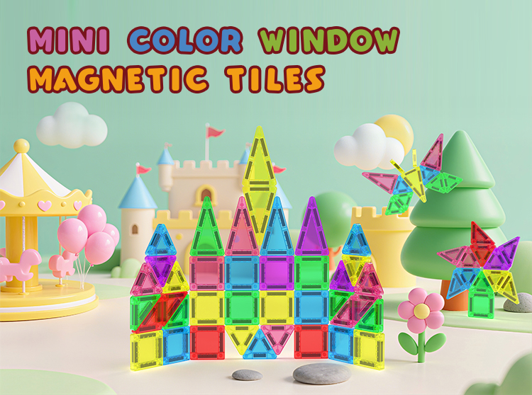 Mini Kids Travel Tiles in Metal Case STEM Educational Magnetic Construction Toy Mini Magnetic Building Blocks