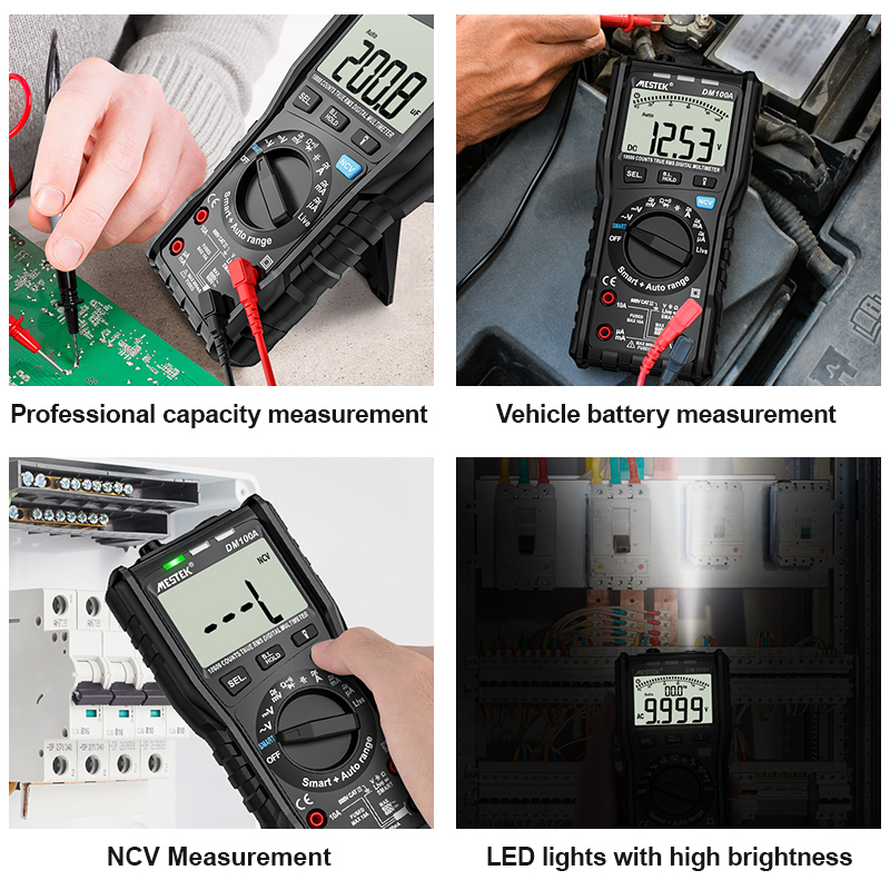 Mestek DM100A Smart Digital Multimeter Counts Multimeters Auto Ranging AC/DC Voltage Meter Tester Multimeter