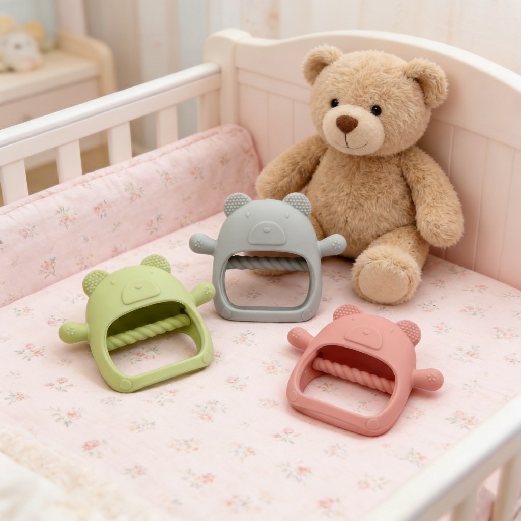 2026 Hot Silicone Soft Toy Teethers Babies 0-24 Months Chewing Gum Massage Relief Dropping Prevention Suction Base Safe Non