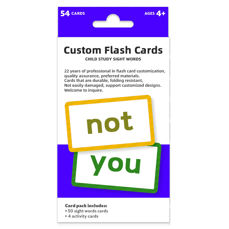 OEM Factory Price Wholesale Learn Color Cognitive Flash Cards Early Education Toy for Baby Kids Memory Flash Cards