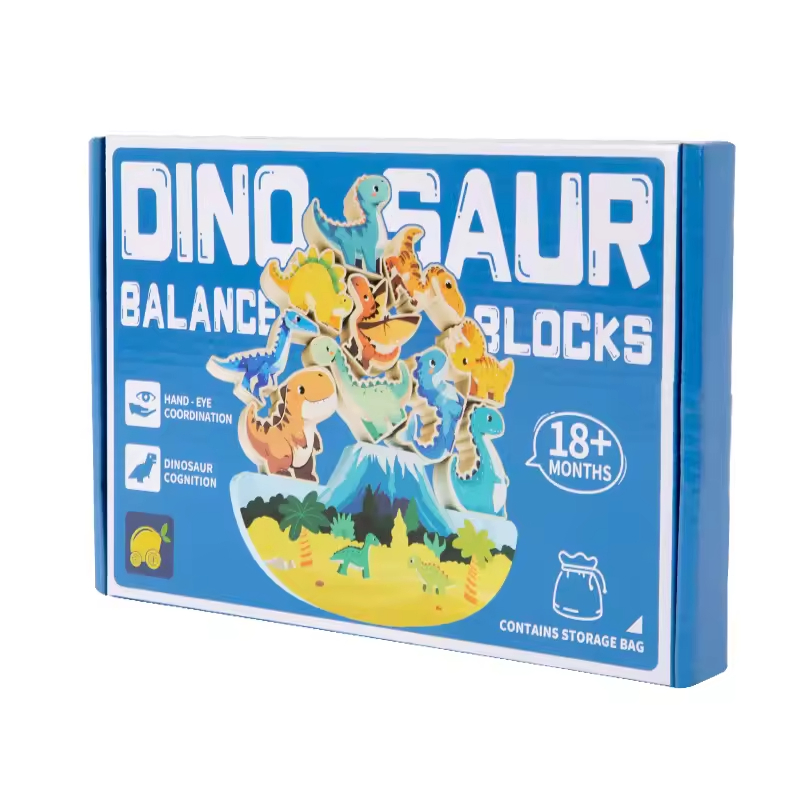 Dinosaur-Themed DIY Wooden Balance Stacking Blocks Set Educational Early Learning Building Toy for Children