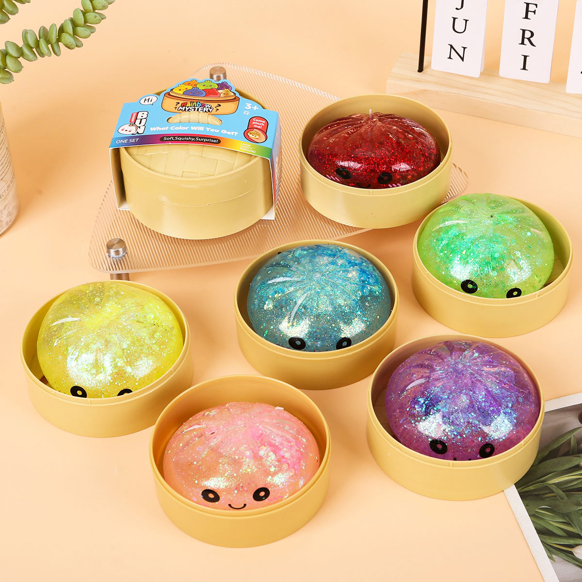 New Mystery Glitter Dumpling Squishies Box Colorful Dumplings Stress Balls Fidget Sensory Toy Cute Glittery Dumpling Squishy Toy