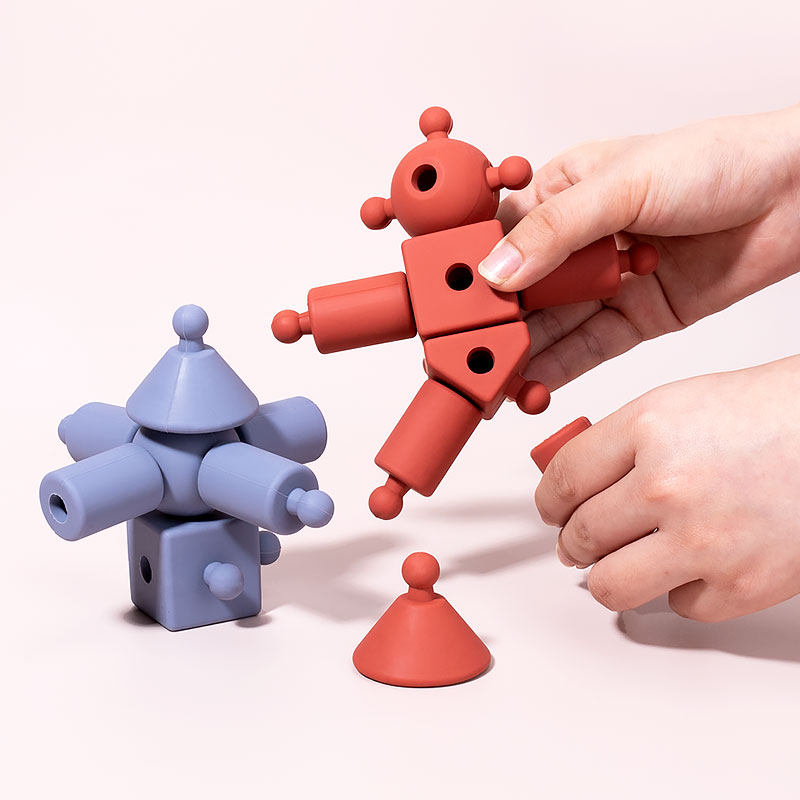 2024 Montessori Educational Baby Teether Toy Kindergarten Preschool Building Blocks Stem Silicone Assemble Toy for Kids Learning