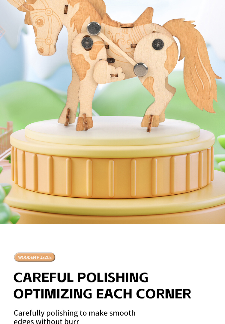 Hands-on Craft DIY 3D Poplar Wood Puzzle Wind-up Walking Animal Model STEM Educational Kit for Ages 4-6
