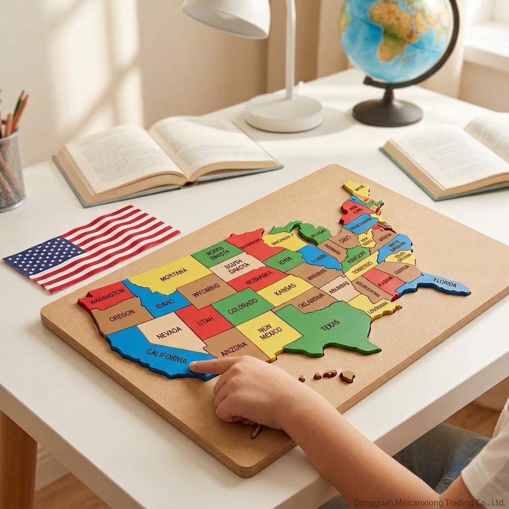 USA Map Wooden Puzzle Scene