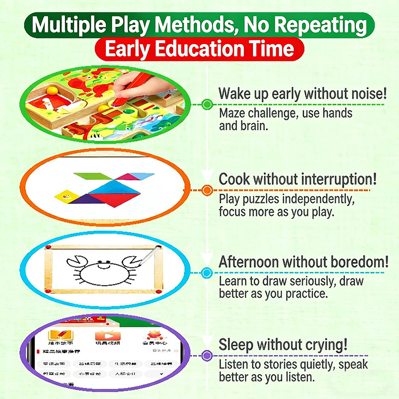 Kids Magnetic Guide Pen Maze, Multifunctional Early Educational Puzzle, Fine Motor Development Sensory Toy for 3+ Years