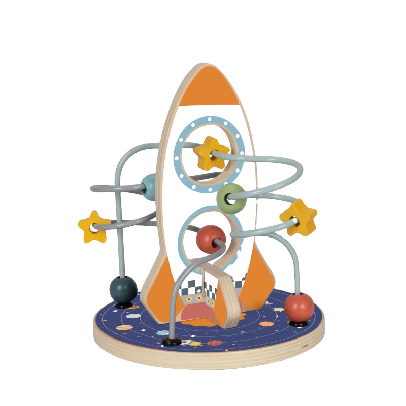 Wooden Montessori Educational Beads Maze Multifunction Rocket Shapes Toys Preschool Learning Educational Toy