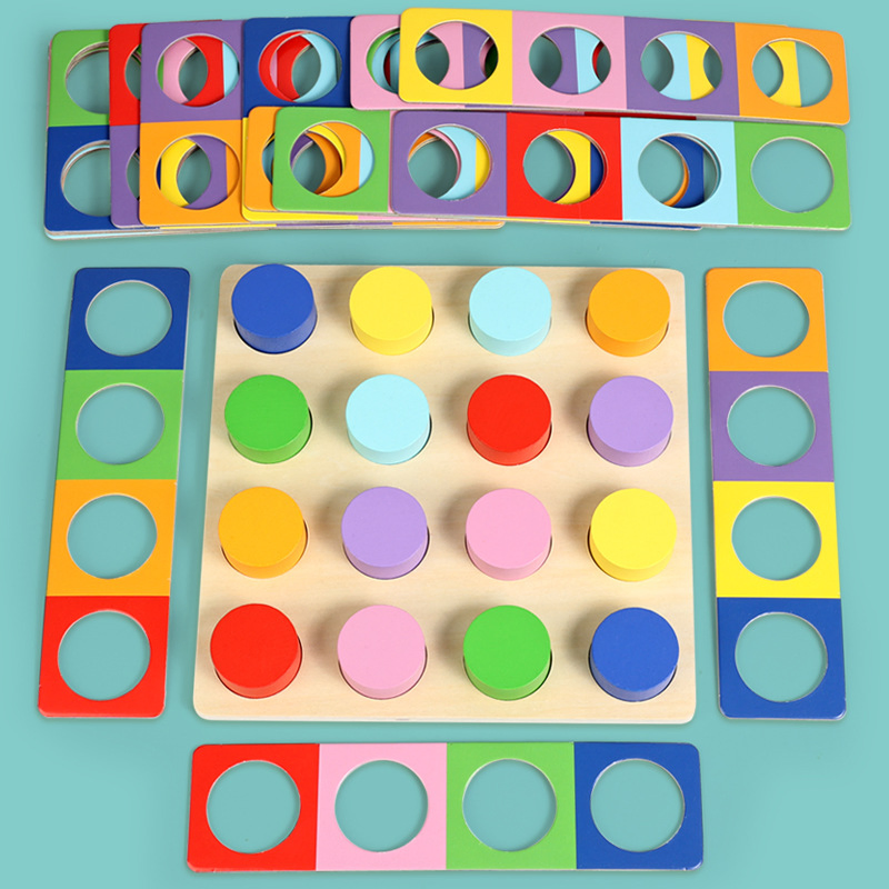 Children's Educational Wooden Color-Matching Board — Early Learning &amp; Cognitive Game for Logic Training, Building Blocks &amp; Puzzle Toy