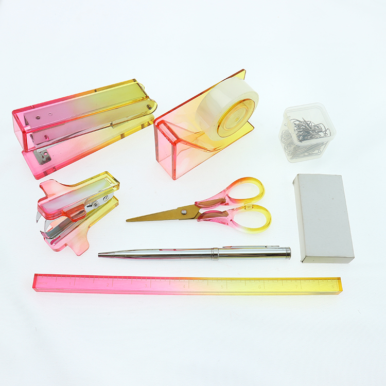 Back to School Supplies Cute Custom Children 8IN1 Acrylic Marble Stationery Gift Set for Students