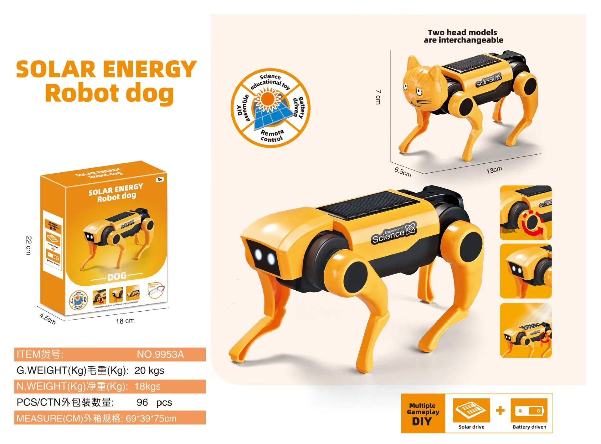 New Science and Education Solar Powered Robot Dog Toy Steam DIY Experimental Educational Electric