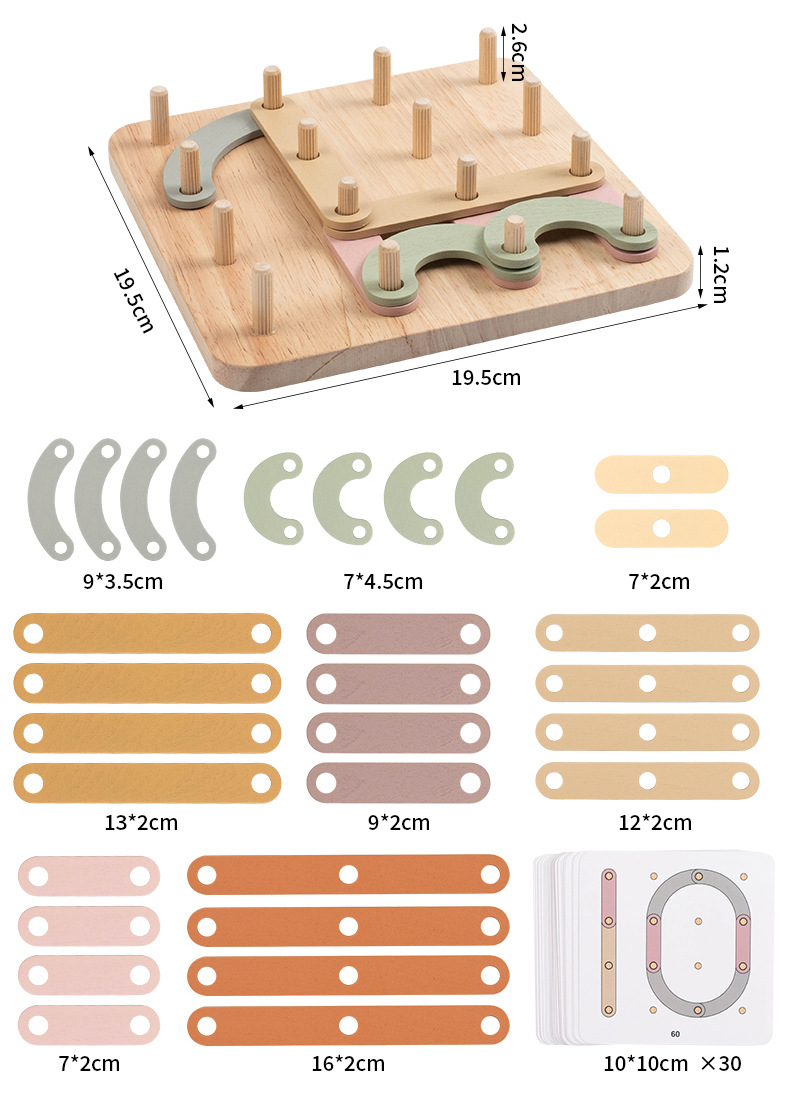 Baby Montessori Creative Geometric Nail Board Game Children Learning Toy Early Educational DIY Puzzle Toys for Kids Wooden Toy