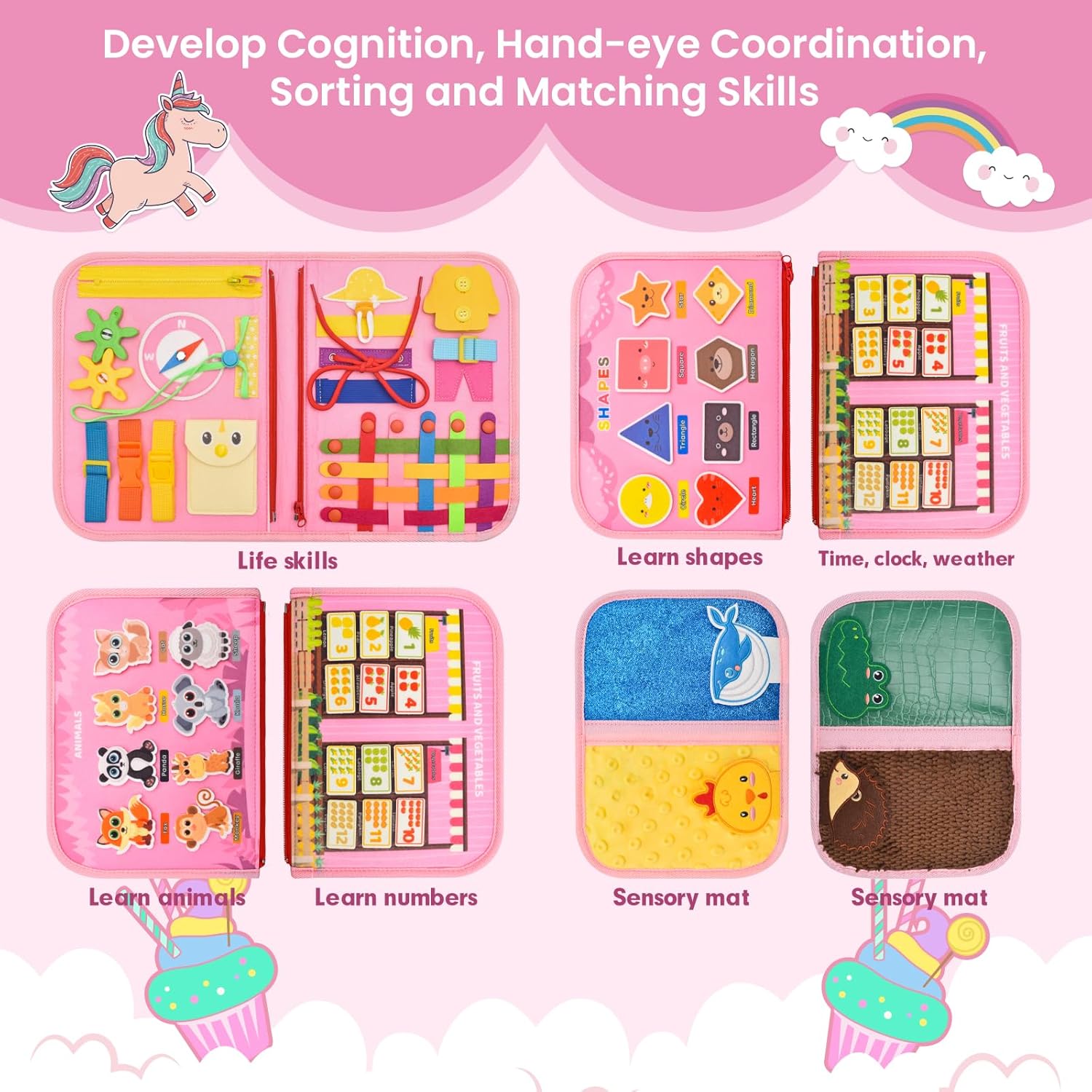 Baby &amp; Children's Felt Busy Board Educational Toy-Creative Learning Craft Kit with Cloth Book Customized Color &amp; Size 1-6 Years