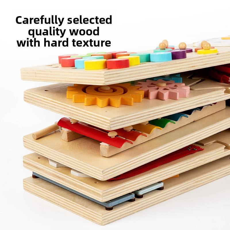 Kindergarten Indoor Wooden Wall Playground Toy Multi-Play Activity Set Busy Board Sensory Cognitive Training Educational Toy