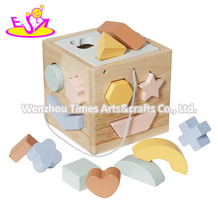 All-in-One Wooden Learning Toy Developmental Hammering Bench, Shape Sorter, and Colorful Stacking Rings W12D757