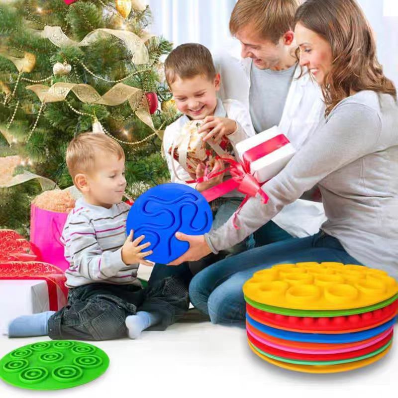 Unisex 10-Piece Set Silicone Disc Sensory Floor Tiles Play Learning Tactile Sensory Toys 2-4 Years 5-7 Years Packed Autism Box