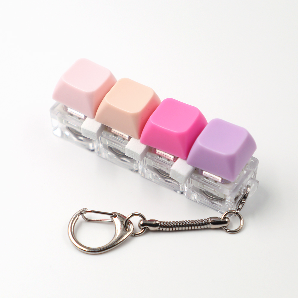 4pcs Mini Keyboard Fidget Toy Keychains Fun Stress Relief Buttons Portable Keyring Toys